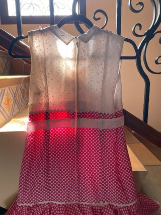 Vestido Flamenca Rosa y Blanco con Volantes