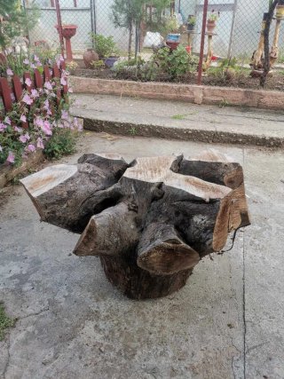 Mesa centro madera maciza y cristal única