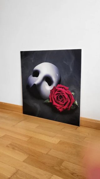 Cuadro poster Máscara y Rosa Roja