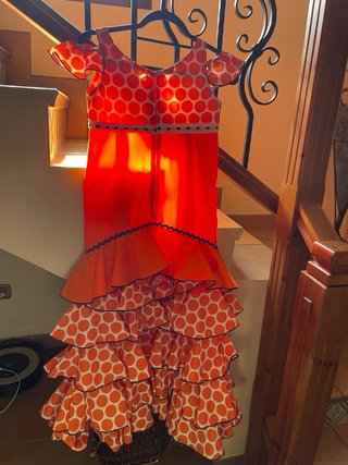 Vestido de Flamenca Naranja con Lunares