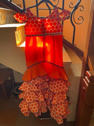 Vestido de Flamenca Naranja con Lunares