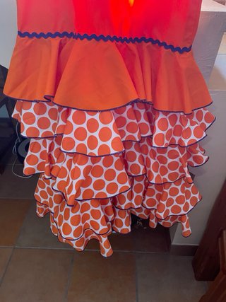 Vestido de Flamenca Naranja con Lunares