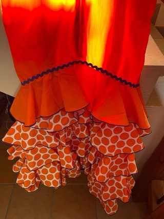 Vestido de Flamenca Naranja con Lunares