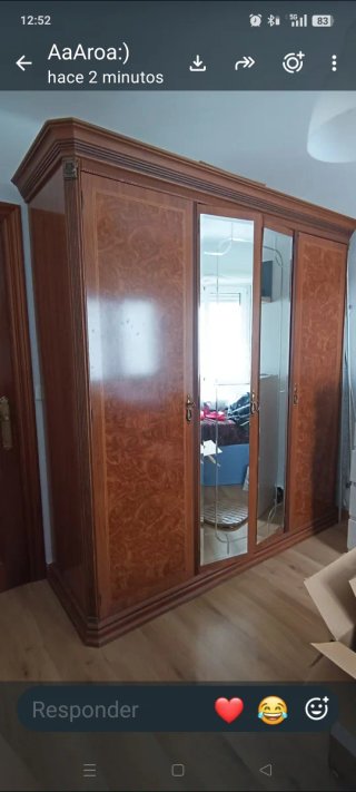 Armario de madera con puertas de espejo