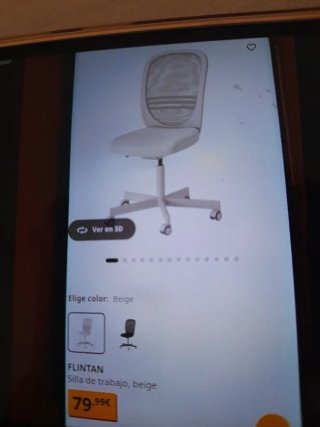 Silla de escritorio y trabajo  beige con ruedas