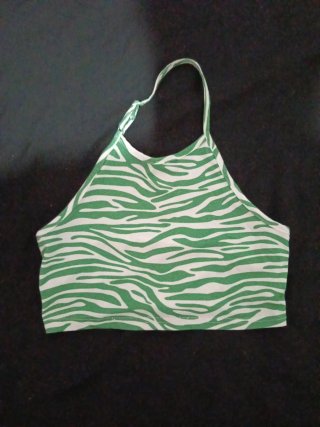 Top halter cebra verde y blanco