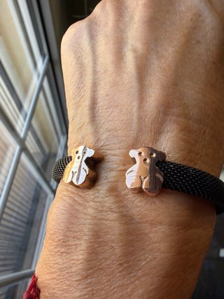 Pulsera Tous Plata y Malla Negra