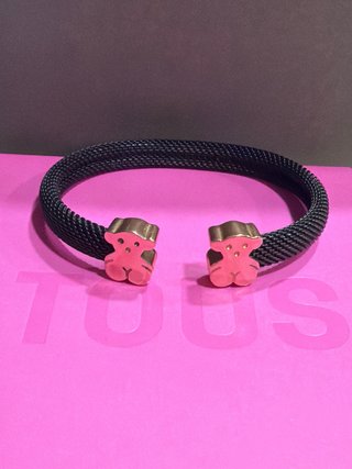 Pulsera Tous Plata y Malla Negra