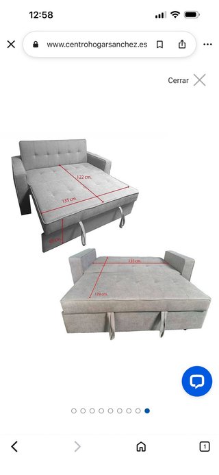 Sofá Cama 3 Plazas Tela Gris