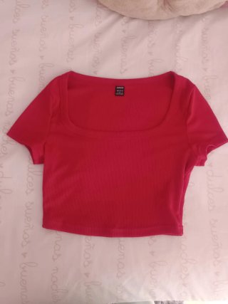 Top SHEIN rojo escote cuadrado talla XS