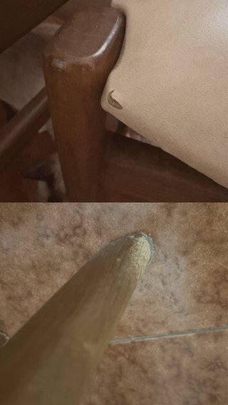 6 sillas vintage años 70 madera tapizadas beige