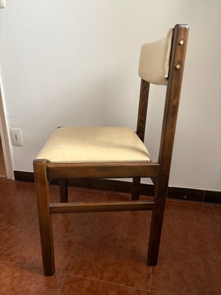 6 sillas vintage años 70 madera tapizadas beige
