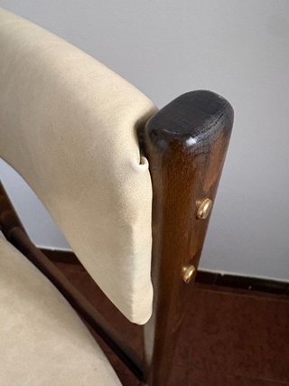 6 sillas vintage años 70 madera tapizadas beige