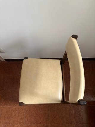 6 sillas vintage años 70 madera tapizadas beige