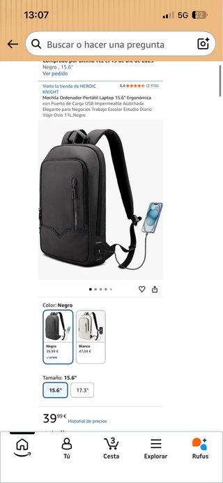 Mochila Herdic Knight Negra Nueva