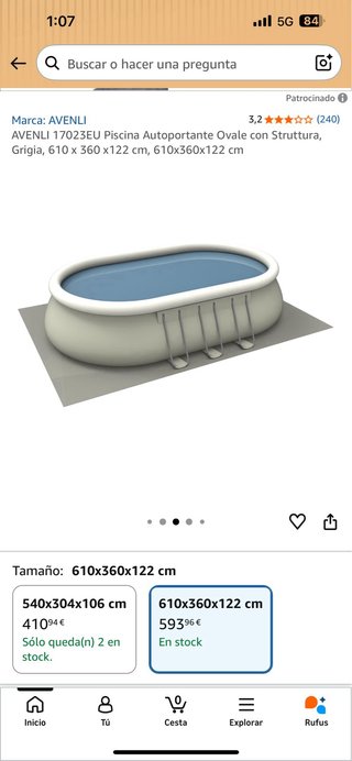 Piscina Autoportante Ovale AVENLI 610x360x122cm