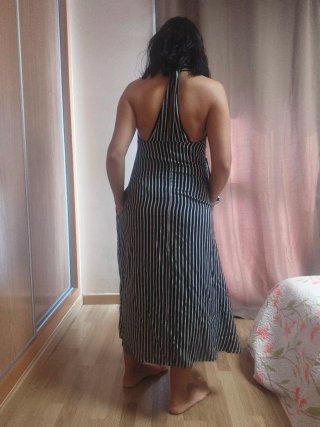 Vestido largo rayas blanco y negro