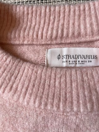 Stradivarius Jersey Rosa Palo Cuello Redondo
