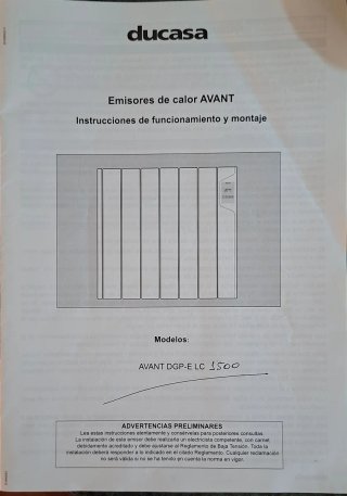 Emisor Térmico Ducasa Avant DGP-E LC 1500W