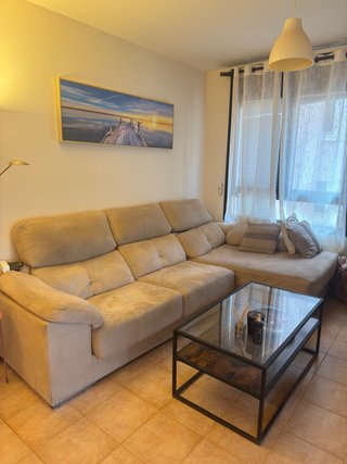 Sofá 3 cuerpos chaise longue beige
