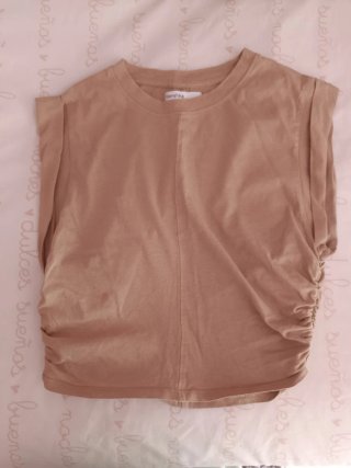 Camiseta Bershka Beige Ruched