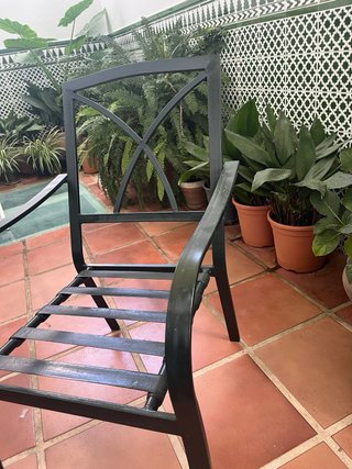 Conjunto 4 Sillas Jardín Metal Verde