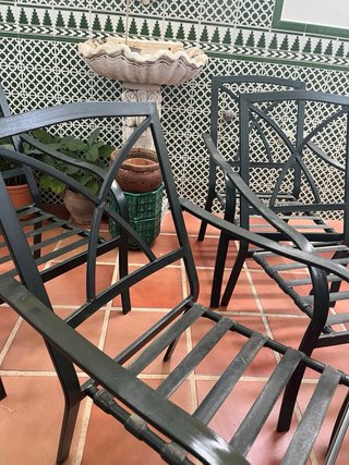 Conjunto 4 Sillas Jardín Metal Verde