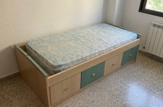 Cama individual 90cm con 4 cajones