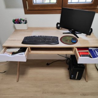 Escritorio Nórdico Madera y Blanco