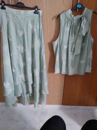 Conjunto Cayro falda y top verde agua