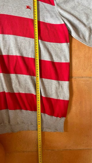 Jersey Burberry Rayas Rojas y Grises Talla XL