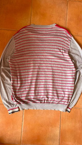 Jersey Burberry Rayas Rojas y Grises Talla XL