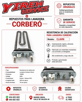 Resistencia Lavadora Corberó Clavin
