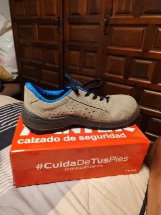 Zapatos de seguridad Piel Beige/Azul