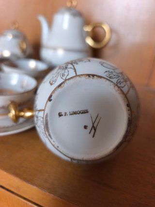 Juego Café Limoges Porcelana Oro