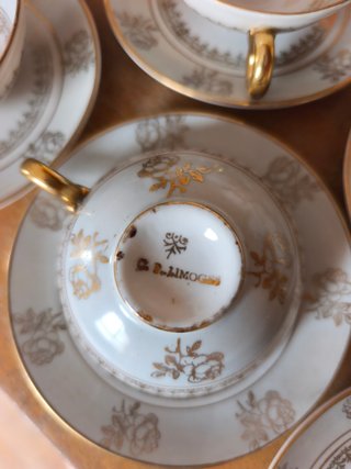 Juego Café Limoges Porcelana Oro