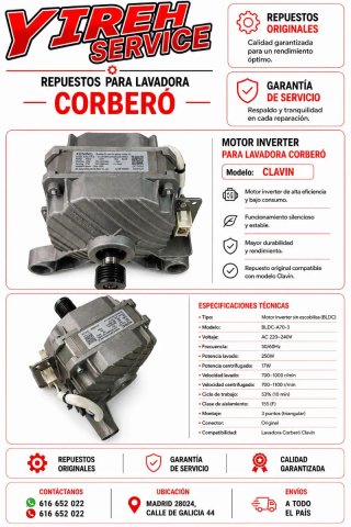 Motor Inverter Lavadora Corberó Clavin