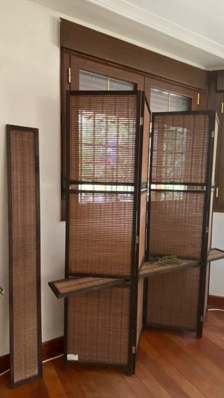 2 Biombos Plegables Madera con Baldas