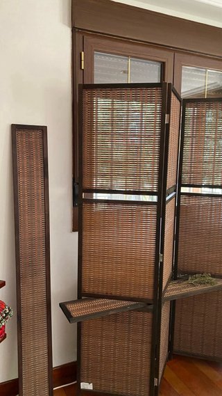 2 Biombos Plegables Madera con Baldas