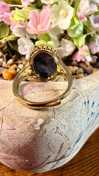 Anillo Plata 925 Dorada con Pietersita Azul