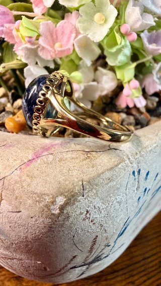 Anillo Plata 925 Dorada con Pietersita Azul