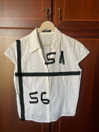 Blusa blanca bordada Xufang Dress talla 50