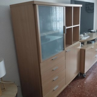 Vitrina/Aparador Salón Madera y Cristal