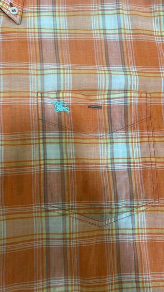 Camicia Burberry a quadri arancione e bianca