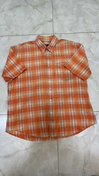 Camicia Burberry a quadri arancione e bianca