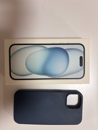 iPhone 15 Azul 128 GB + Caja + Fundas