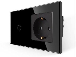 Enchufe Schuko + Interruptor Táctil Doble Negro