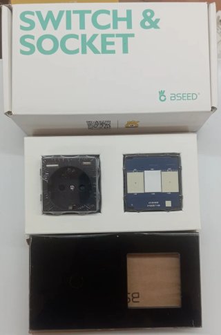 Enchufe Schuko + Interruptor Táctil Doble Negro