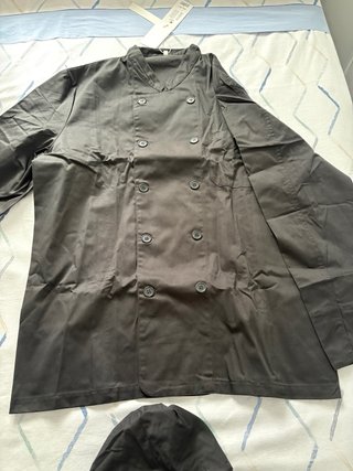 Chaqueta y gorro de cocina negro