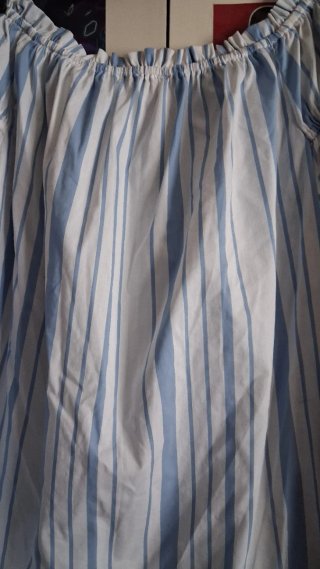 Blusa Hombros Descubiertos Rayas Azul Blanco